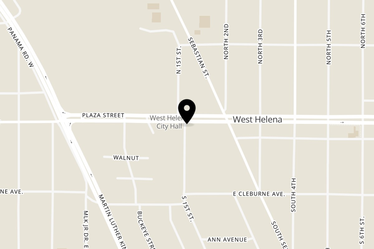 Map showing the location of Delta Fish Market Bar & Grill on 101 Plaza Ave in West Helena